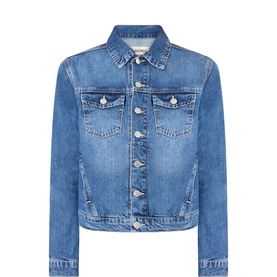 LAgence denim jacket in Orwood blue, classic collar, chest pockets and silver button fastening, 100% cotton