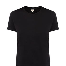L'Agence black crew neck cotton T-shirt with short sleeves, shown as a flat product shot