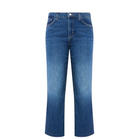 LAgence Wide Leg jeans in Idaho blue denim, cropped length with five-pocket styling and clean finish