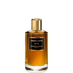 Mancera Amore Caff&egrave; Eau de Parfum in amber glass bottle with gold cap and black label, 120ml