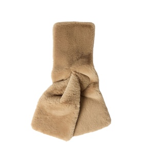 Jigsaw camel faux fur knotted wrist bag with soft fluffy texture and structured top handle
