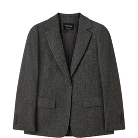 Herringbone Single-Breasted Blazer