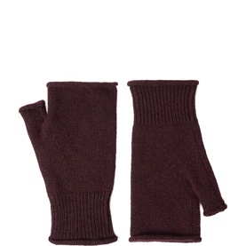 Jigsaw burgundy knitted fingerless gloves with ribbed cuffs, one size
