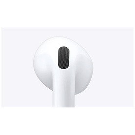 Apple AirPods 5 With Wireless Charging Case, white wireless earbud close-up showing mesh speaker grille detail