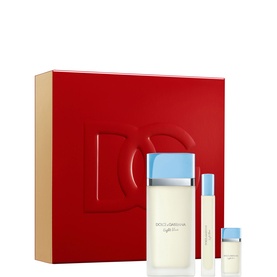 Dolce & Gabbana Light Blue Eau de Toilette Gift Set 100ml in red gift box with full-size bottle, miniature, and rollerball