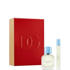 Dolce & Gabbana Light Blue Pour Homme Eau de Toilette & Travel Spray Gift Set 50ml with red embossed gift box