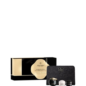 Shiseido Future Solution LX Beauty Longevity Skincare Gift Set with black gift box, two cream jars, and grey pouch