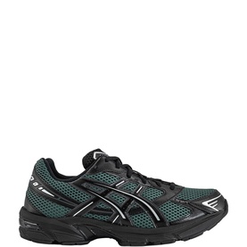 Asics GEL-1130 Trainers in Glacier Grey and Silver, with black mesh upper, synthetic leather panels and rubber sole