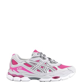 Asics GEL-NYC&trade; Trainers in Pink Glo Concrete, mixed material upper with silver logo, white chunky rubber sole