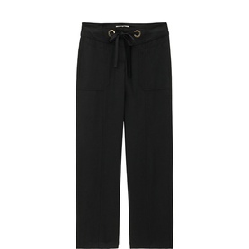 Bash Womens French Dress trousers in grey, wide-leg cut with drawstring waist and gold-tone eyelet detail