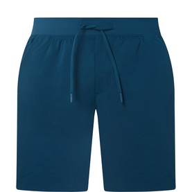 Lululemon Performance Shorts in Remixed Marine, elasticated waistband with drawstring tie, clean minimal cut