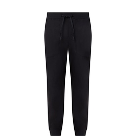 Lululemon black sweatpant with elasticated drawstring waistband and tapered cuffed ankles