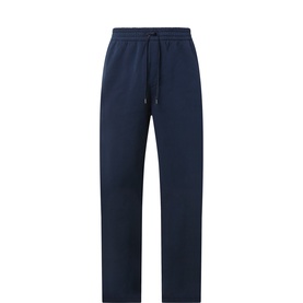 Lululemon navy sweatpants with elasticated drawstring waist and straight-leg cut in heavyweight fleece fabric