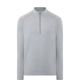 Lululemon Feather Grey men's performance half-zip top with raglan sleeves and ribbed collar, long sleeve