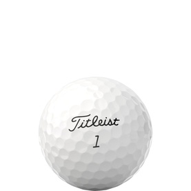 Titleist golf ball in white with embossed dimple pattern and number 1 marking, shown on white background