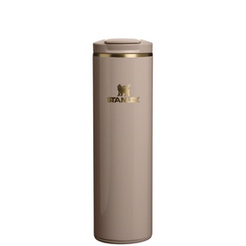 Stanley mug in Bedrock Gloss finish with gold logo and lid detail, slim cylindrical silhouette