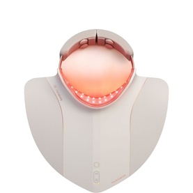 Theragun neck and d&eacute;colletage device in white with red LED light therapy panel, curved ergonomic design
