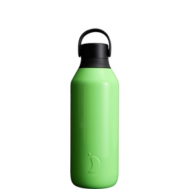 Chillys Series 3 Voltage Acid Water Bottle 500ml in acid green with black loop lid, recycled stainless steel, 500ml capacity
