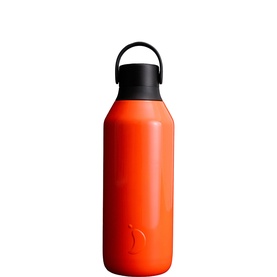 Chillys Series 3 Voltage Lava Water Bottle 500ml in Lava Orange with black loop lid, double-walled stainless steel, 500ml capacity