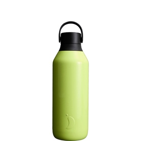 Chillys Series 3 Voltage Shock Water Bottle 500ml in Shock Yellow with black loop lid, 90% recycled stainless steel, 500ml capacity