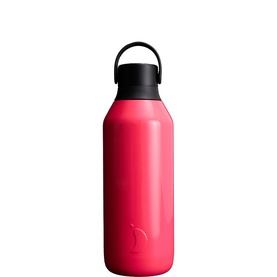Chillys Series 3 Voltage Flare Water Bottle 500ml in Flare Pink with black loop lid, insulated stainless steel, 500ml capacity