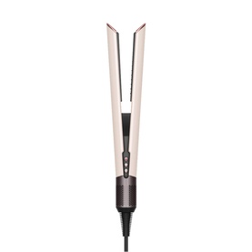 Dyson Airstrait&trade; Dryer & Straightener in rose gold and dark pewter tones, slim flat iron design with attached black cord