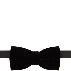 Profumo black velvet bow tie, pre-tied style with structured wings and centre knot detail