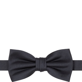 Profumo black 100% silk bow tie, pre-tied style with classic butterfly shape and central knot detail