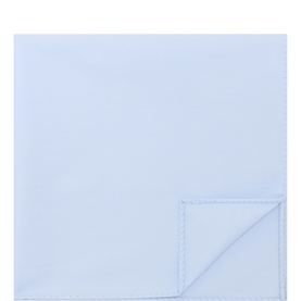 Profumo blue cotton pocket square, flat lay showing folded corner detail and smooth finish
