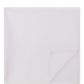 Profumo white silk pocket square with fine woven stripe texture, folded flat to show corner detail