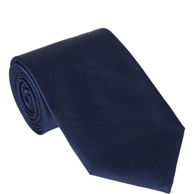 Profumo royal blue silk tie with fine textured weave, rolled to display fabric detail