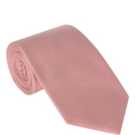 Profumo coral silk tie with subtle woven texture, rolled and displayed flat