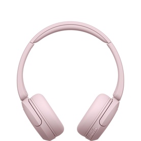 Sony Wireless Headphones in pink, over-ear cushioned design with adjustable headband, front view