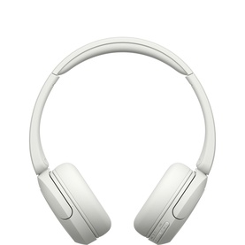 Sony Wireless Headphones in white, over-ear cushioned design with padded headband, front-facing view