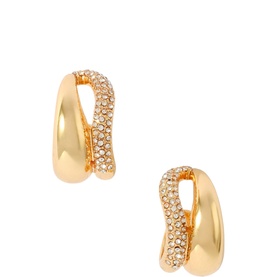 Pave Mix Stud Hoop Earrings