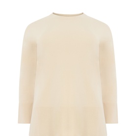 Persona albino wool top with crew neck and three-quarter length sleeves, relaxed fit