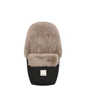 BiniBamba Toast footmuff with fluffy shearling-style interior lining and black base, gold logo badge detail