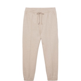 Reiss Oatmeal Melange joggers with elasticated drawstring waist and ribbed cuffs, flat-lay view