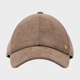 Reiss taupe suede-effect baseball cap with gold-tone stud detail, structured curved brim