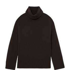 Reiss Plum Purple roll-neck knit jumper with ribbed cuffs and hem, relaxed fit