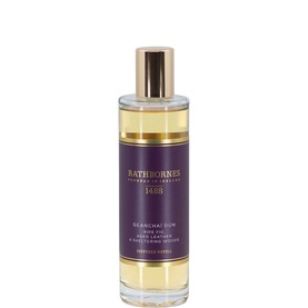 Rathbornes Seancha&iacute; D&uacute;n Reed Diffuser Refill 200ml in clear glass bottle with gold cap and purple label
