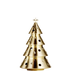Waterford gold metal Christmas tree tealight holder with star cutout details and star topper