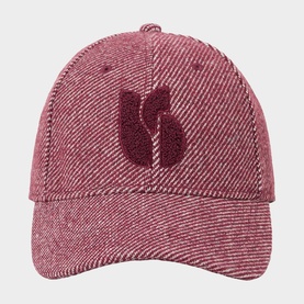 Bash washed denim baseball cap in burgundy red with tonal embroidered logo detail to front