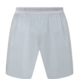 On Running grey performance shorts with elasticated waistband, lightweight woven fabric and small logo detail at hem