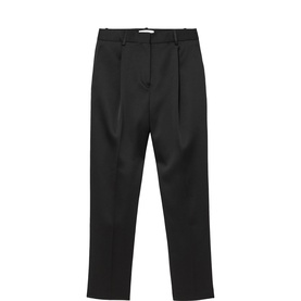 Ellen Satin Single-Pleat Tapered Trousers