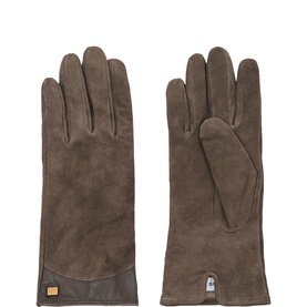 Claudia Suede Leather-Trim Gloves