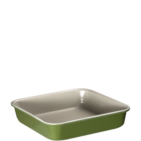 Prochef Olive Green square roasting tray with cream interior and gloss finish