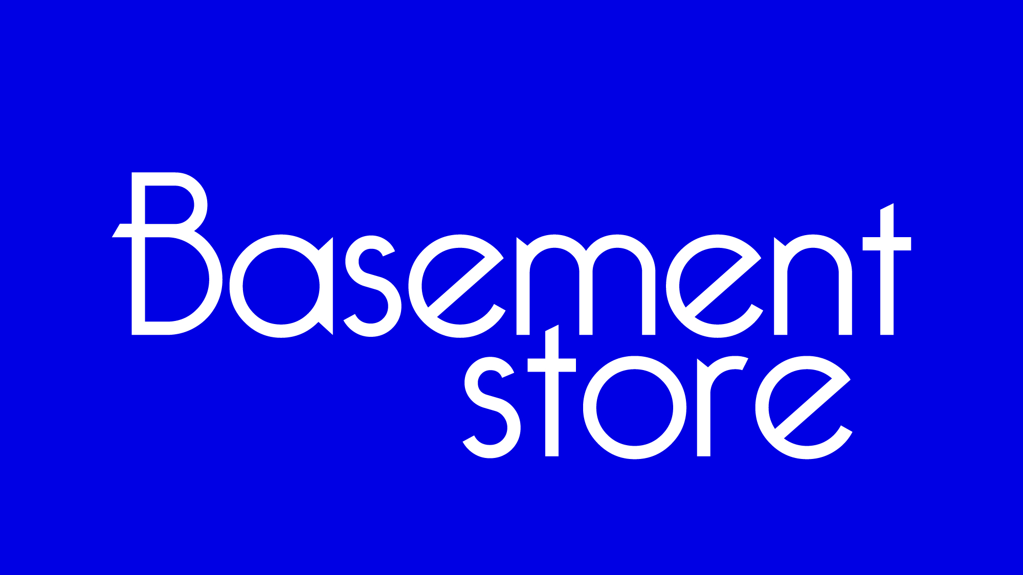 Basement Store logo with brigth Arnotts branded blue background